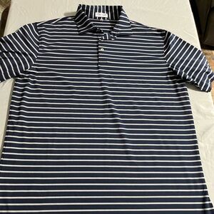 Peter Millar golf polo L Navy and White Striped Men's Shirt